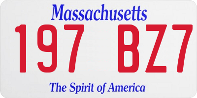 MA license plate 197BZ7