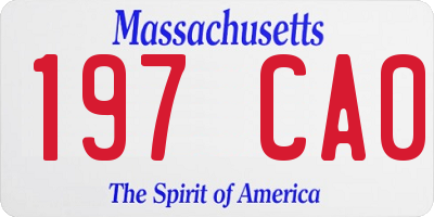 MA license plate 197CA0
