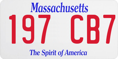 MA license plate 197CB7