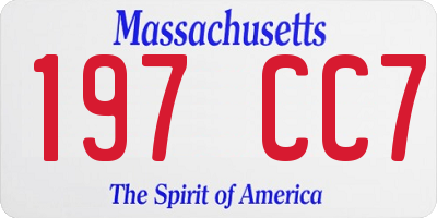 MA license plate 197CC7