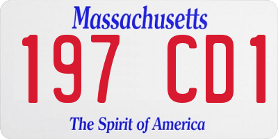 MA license plate 197CD1