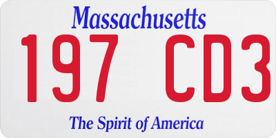 MA license plate 197CD3