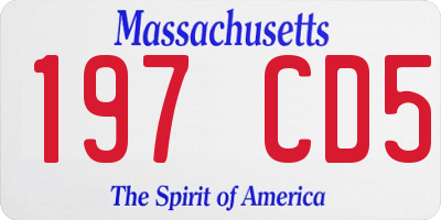 MA license plate 197CD5