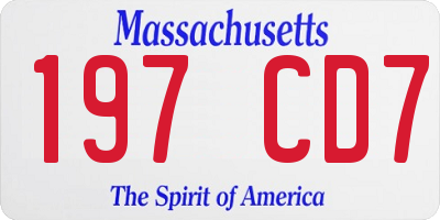 MA license plate 197CD7