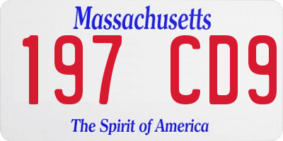 MA license plate 197CD9