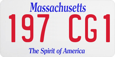 MA license plate 197CG1