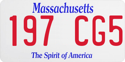 MA license plate 197CG5