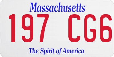 MA license plate 197CG6