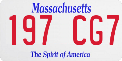 MA license plate 197CG7
