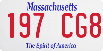 MA license plate 197CG8
