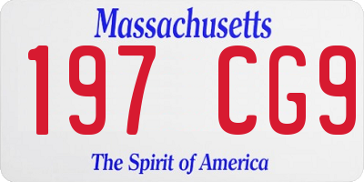 MA license plate 197CG9