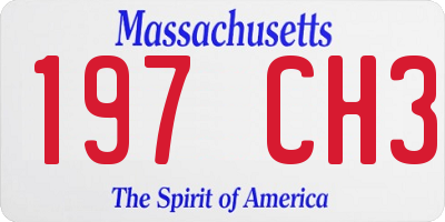 MA license plate 197CH3