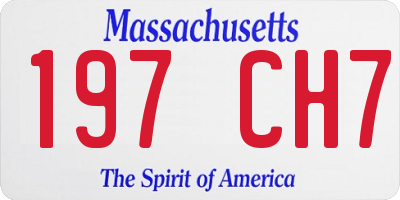 MA license plate 197CH7