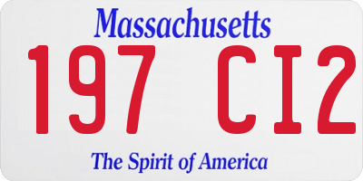 MA license plate 197CI2