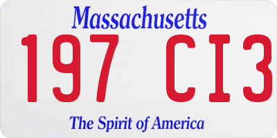 MA license plate 197CI3