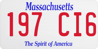 MA license plate 197CI6