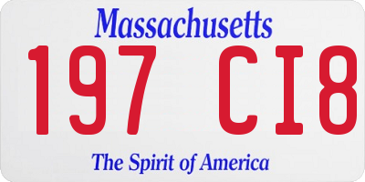 MA license plate 197CI8