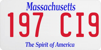 MA license plate 197CI9