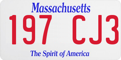 MA license plate 197CJ3