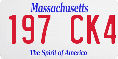 MA license plate 197CK4
