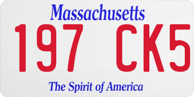 MA license plate 197CK5