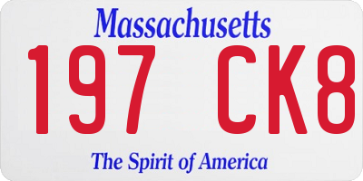 MA license plate 197CK8