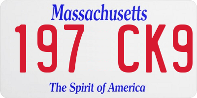 MA license plate 197CK9