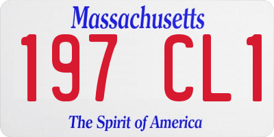 MA license plate 197CL1