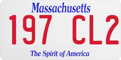 MA license plate 197CL2