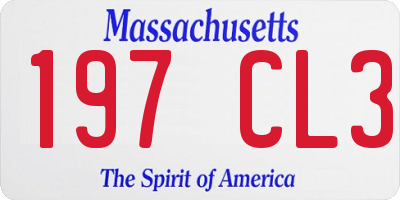 MA license plate 197CL3