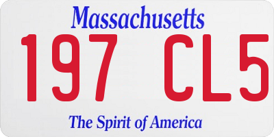 MA license plate 197CL5