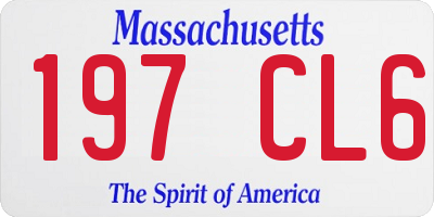 MA license plate 197CL6
