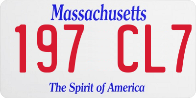 MA license plate 197CL7