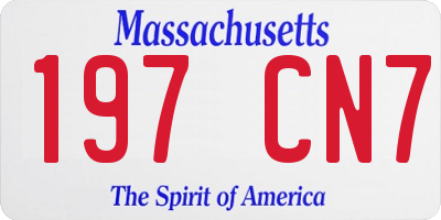 MA license plate 197CN7