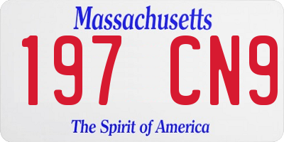 MA license plate 197CN9