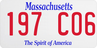 MA license plate 197CO6