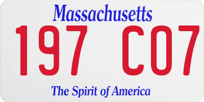 MA license plate 197CO7