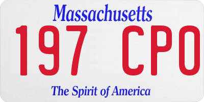 MA license plate 197CP0
