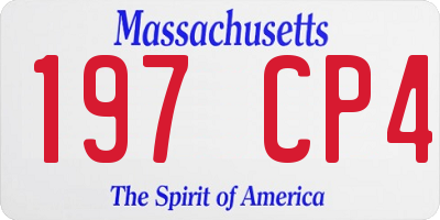 MA license plate 197CP4