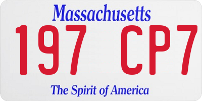 MA license plate 197CP7