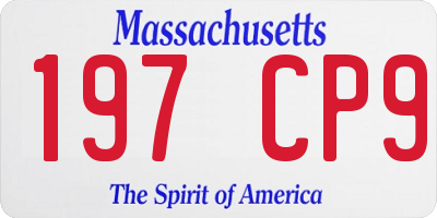 MA license plate 197CP9