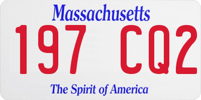 MA license plate 197CQ2