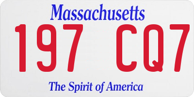 MA license plate 197CQ7