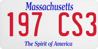 MA license plate 197CS3