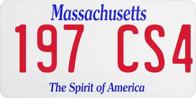 MA license plate 197CS4