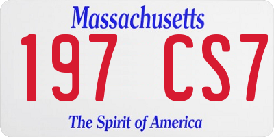 MA license plate 197CS7
