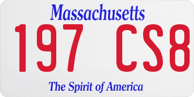 MA license plate 197CS8