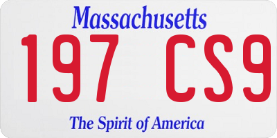 MA license plate 197CS9