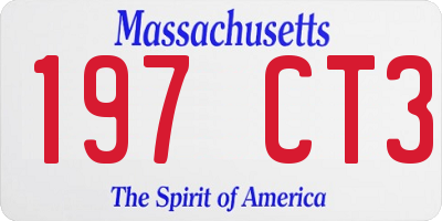 MA license plate 197CT3