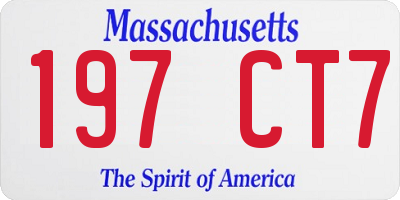 MA license plate 197CT7